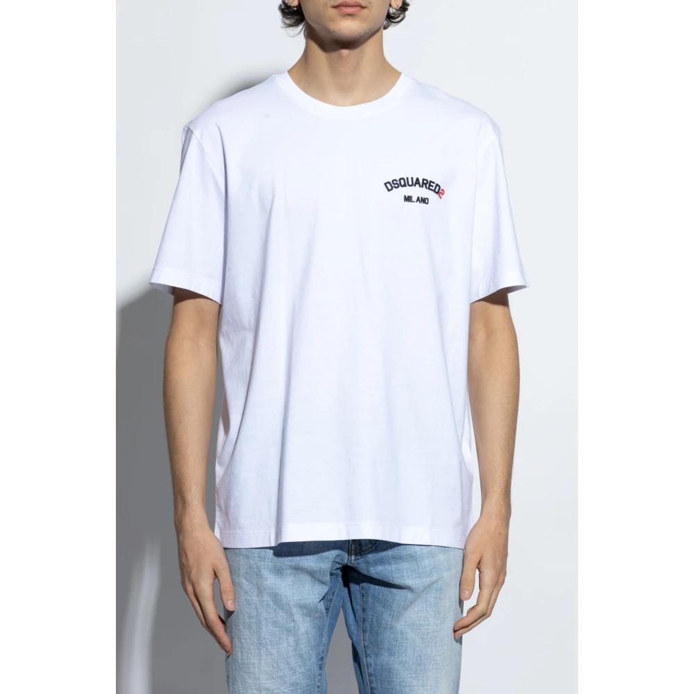 Dsquared2 T-shirt met reliëf logo White Heren