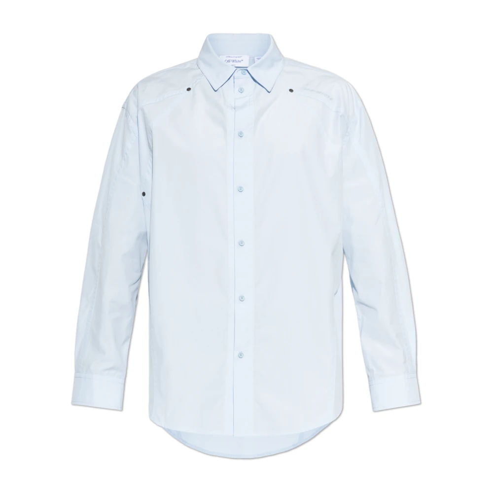 Off White Uomo Blu - Camicia Con Logo Ricamato - Shirts - L