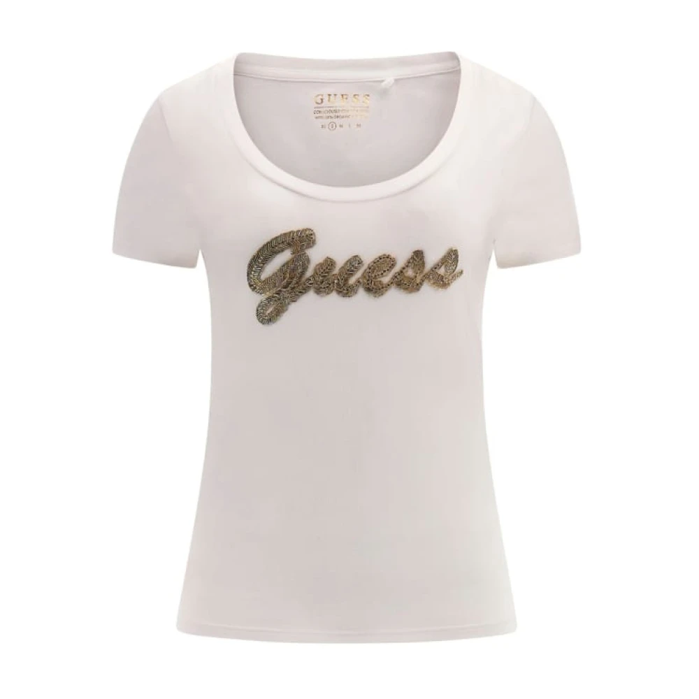 Guess Katoen Logo T-shirt Wit White Dames