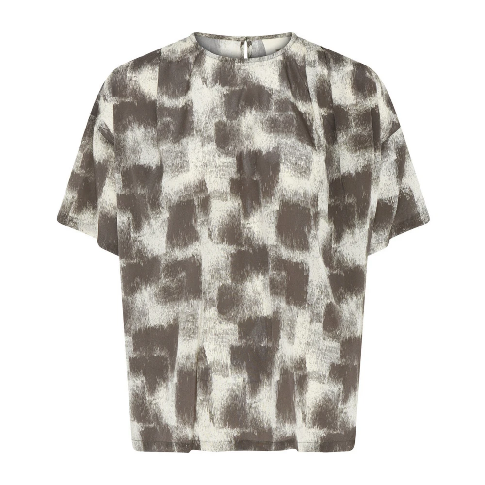 Heartmade Zijden top met korte mouwen Beige Dames