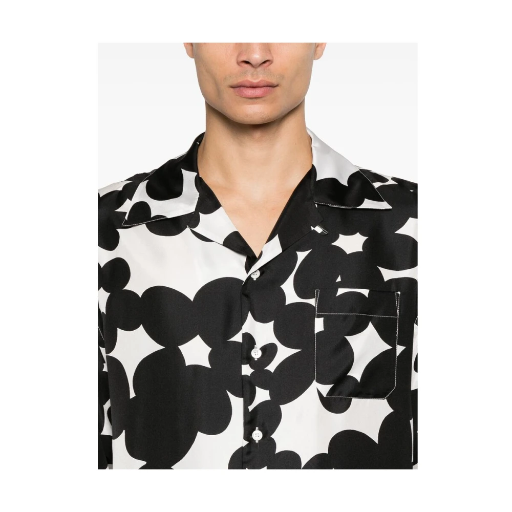 Marni Bloemenprint Zijden Camp Kraag Shirt Black Heren