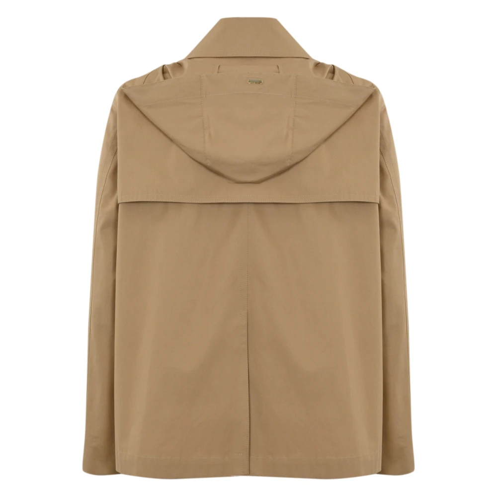 Herno Kameel Katoenen Trenchcoat met Capuchon Brown Dames