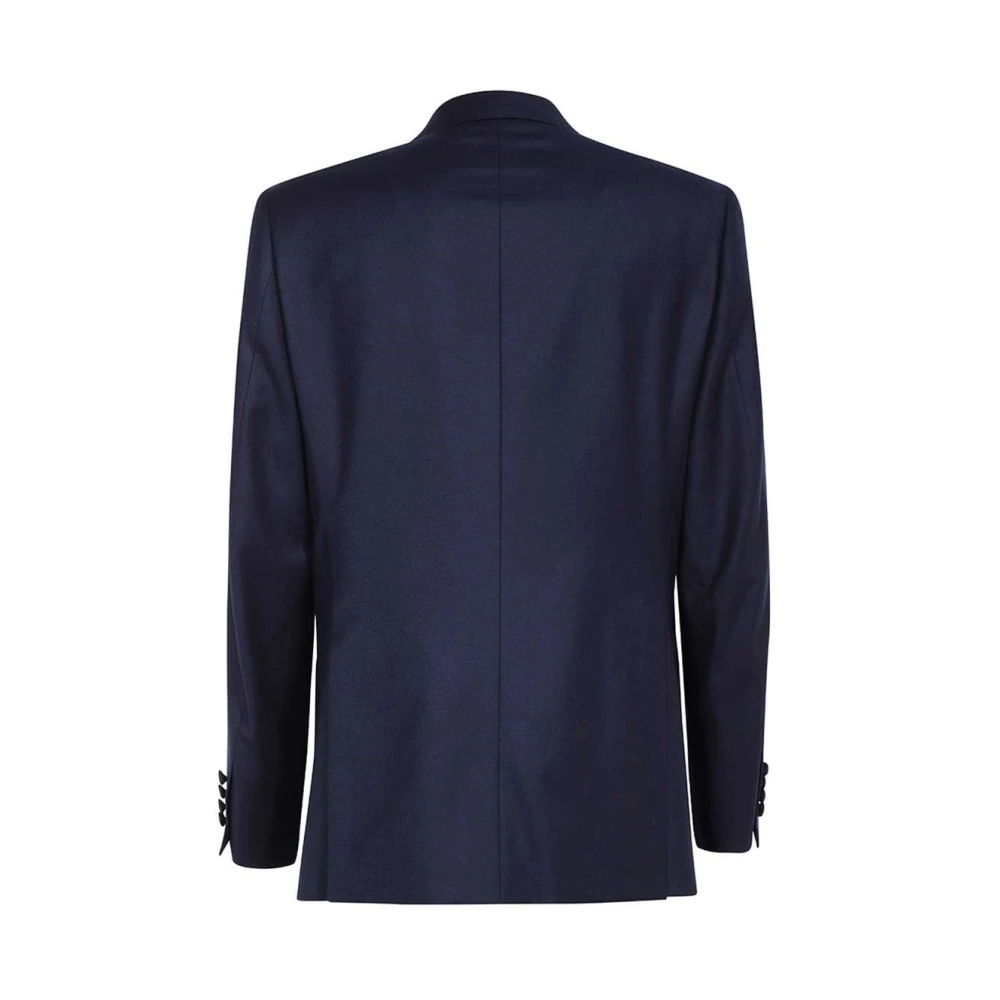 Brioni Dubbelbreasted wollen jas met satijnen revers Blue Heren