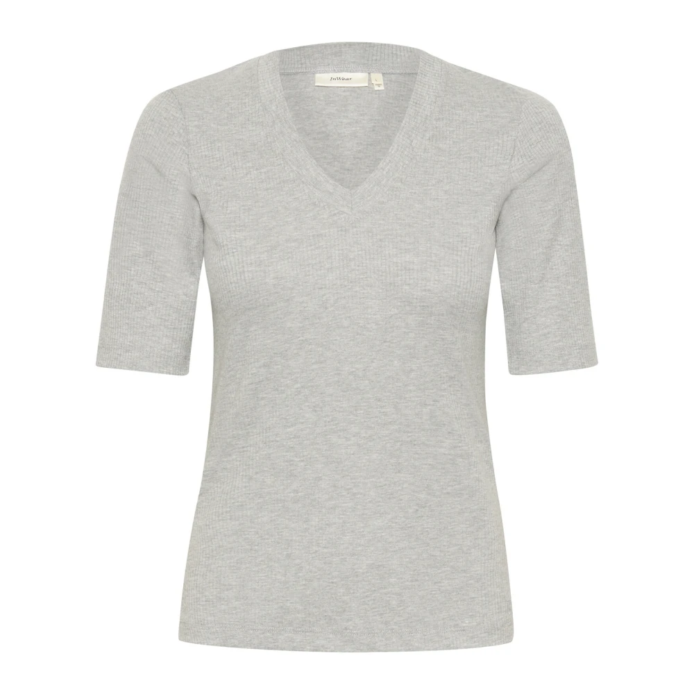 InWear Graniet Melange V-Hals T-Shirt Gray Dames