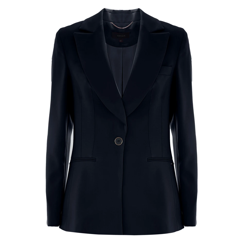 Kocca Metalen Omrande Knoop Viscose Blend Jas Blue Dames