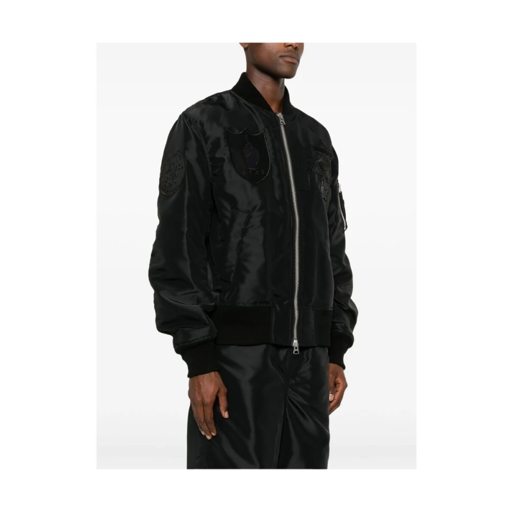 Sacai Zwarte Logo Patch Bomberjas Black Heren