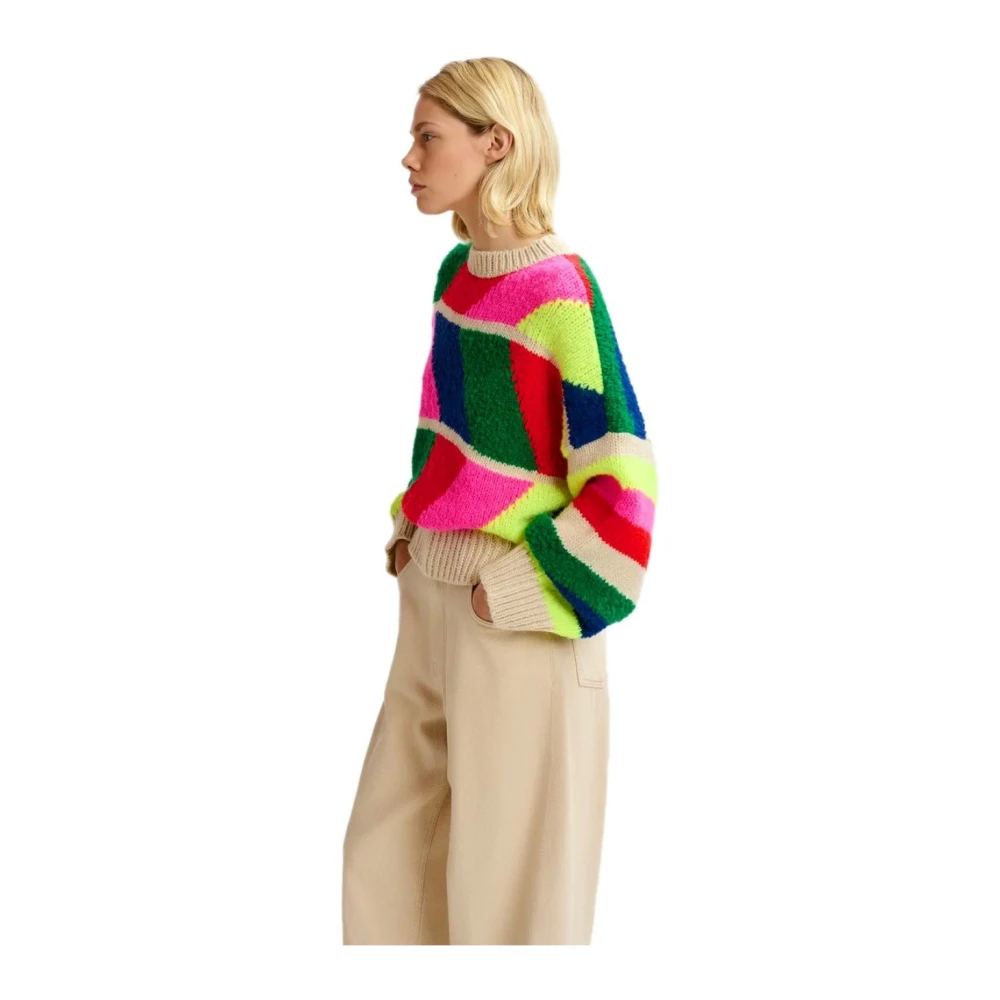 Essentiel Antwerp Multicolor Geometrische Crewneck Trui Multicolor Dames