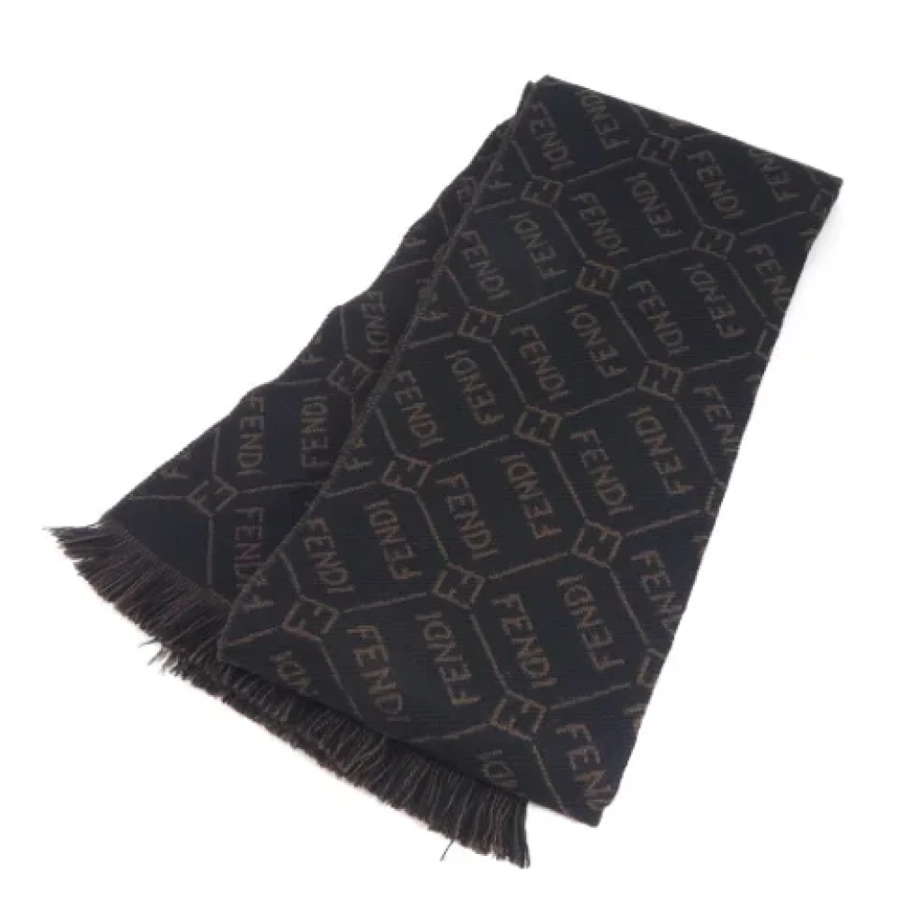 Fendi Vintage Pre-owned Wool scarves Black Heren