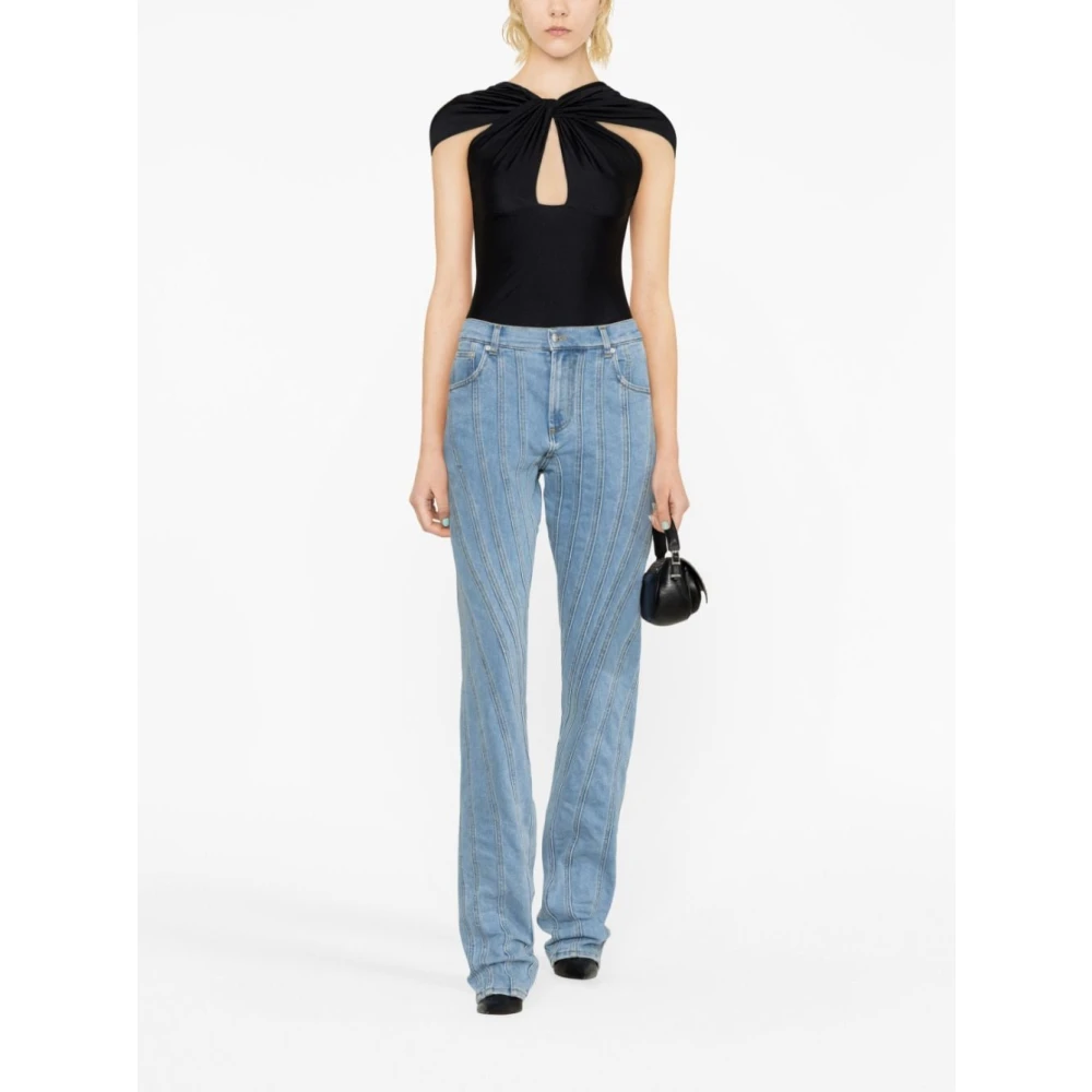 Mugler Heldere Blauwe Sneeuwspiraal Jeans Blue Dames
