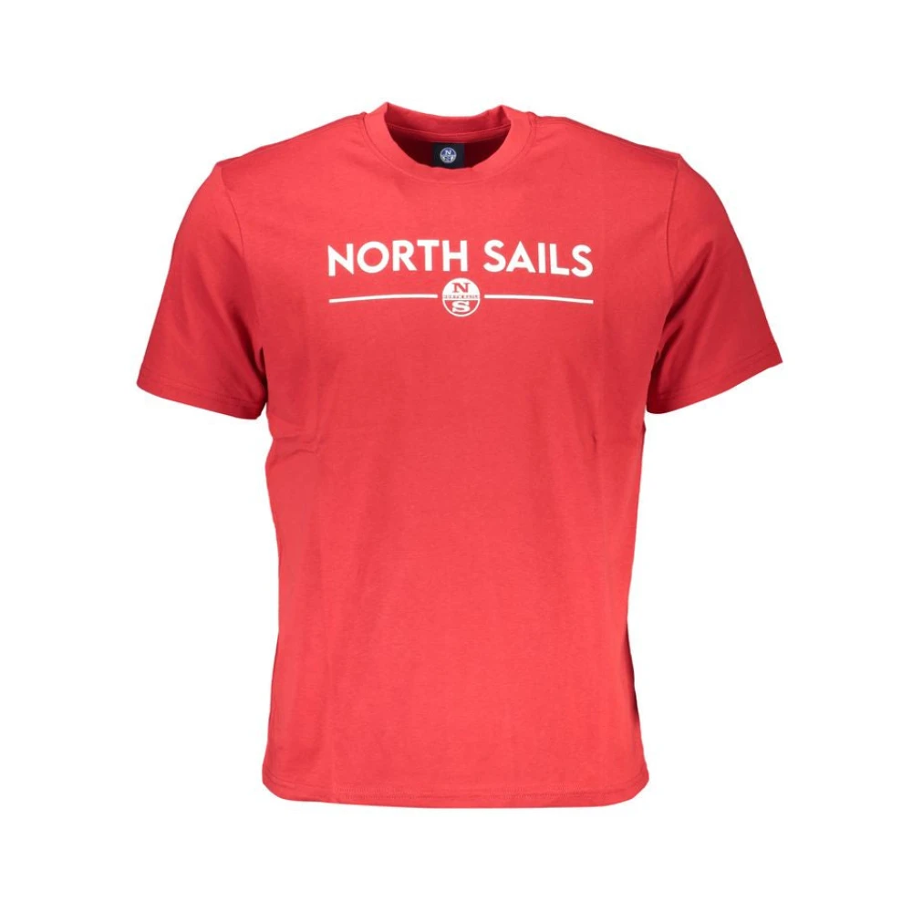 North Sails Rode Katoenen Print Logo T-Shirt Red Heren