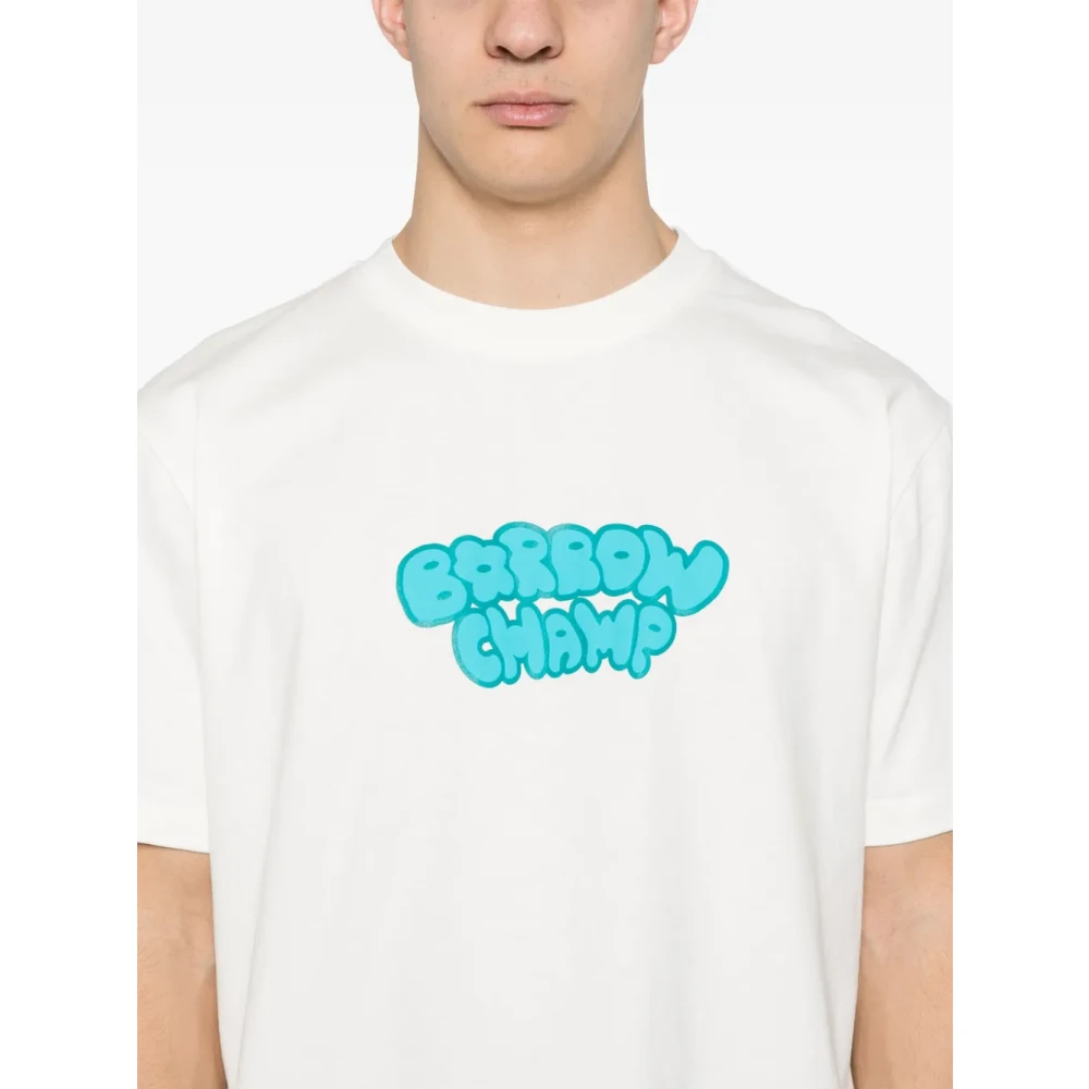 Barrow Witte Crew Neck T-shirt Print Italië White Heren