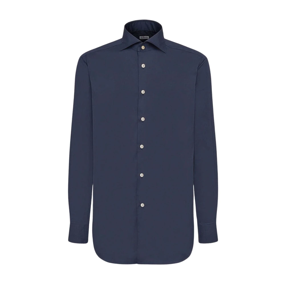 Kiton Blauw Katoenen Overhemd met Parelmoerknopen Blue Heren