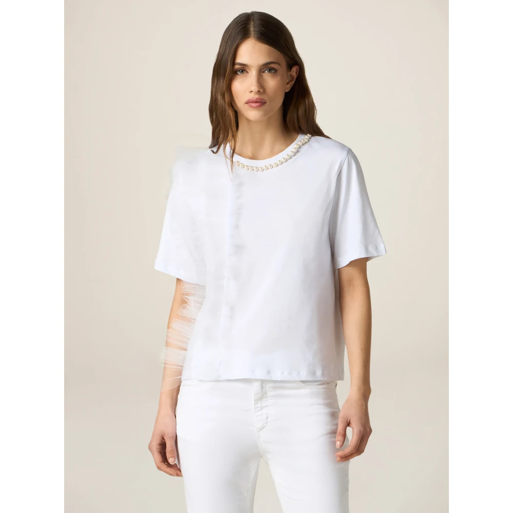 Oltre Parel en Tule T-shirt White Dames