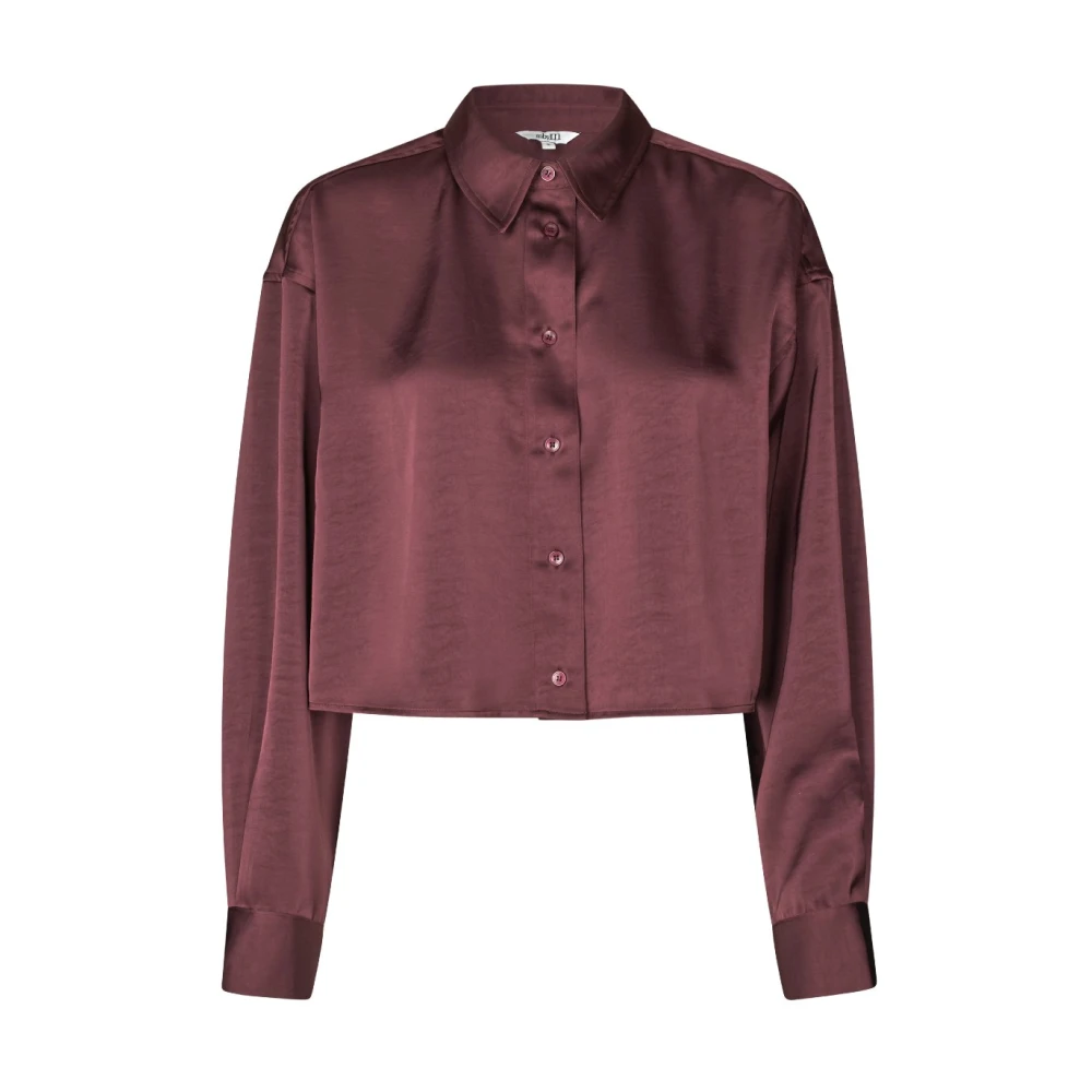 MbyM Rode Satijnen Cropped Blouse Emele Red Dames