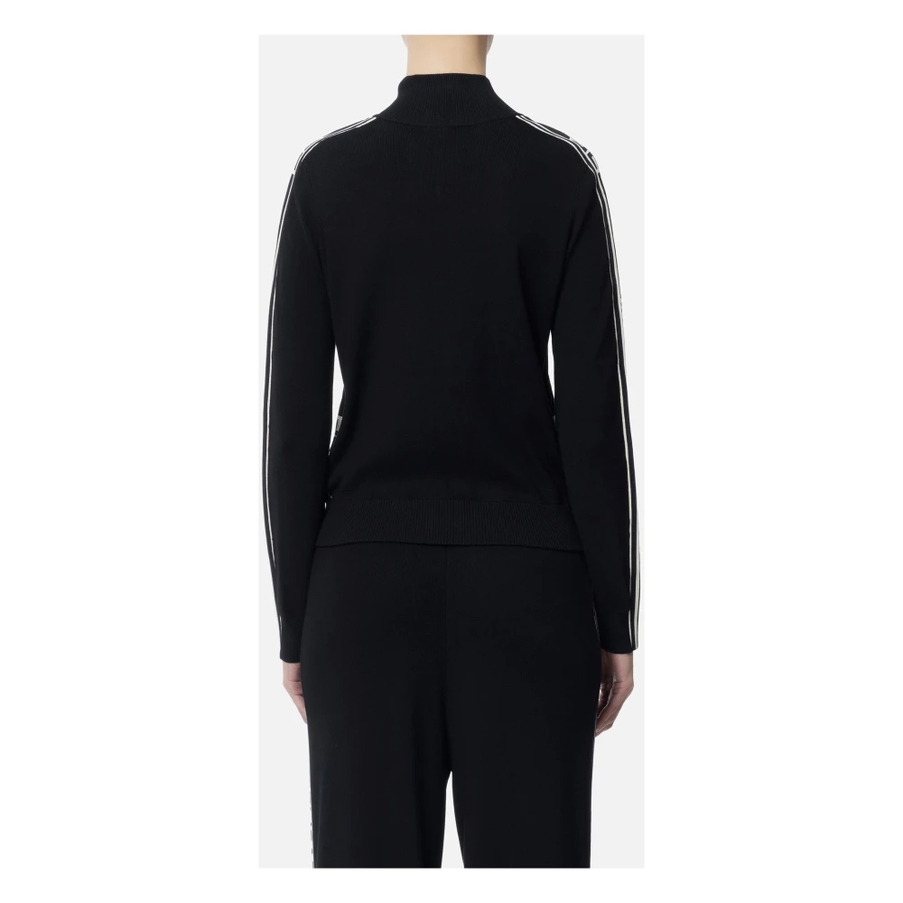 Elisabetta Franchi Cardigan met Grafische Touch en Logo Banden Black Dames