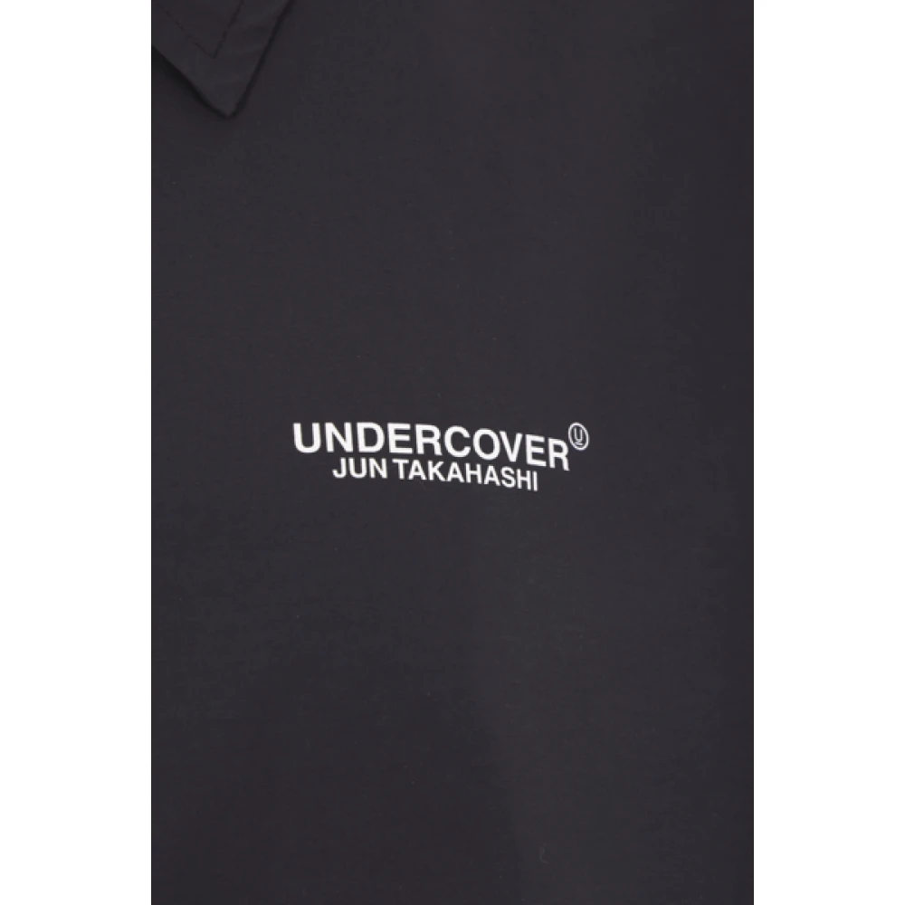 Undercover Zwart Nylon Logo Print Jas Black Dames