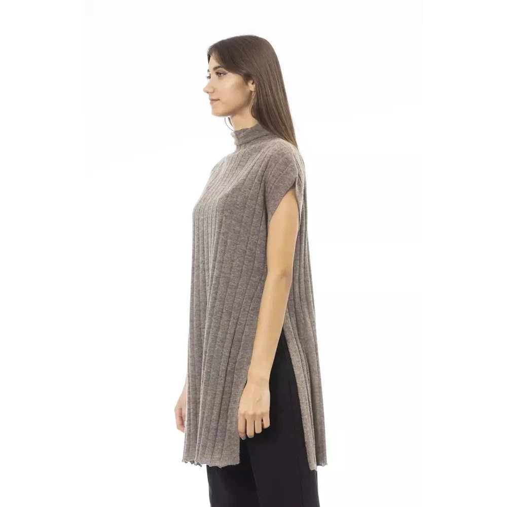 Alpha Studio Gezellige Alpaca Turtleneck Sweater met spleten Brown Dames