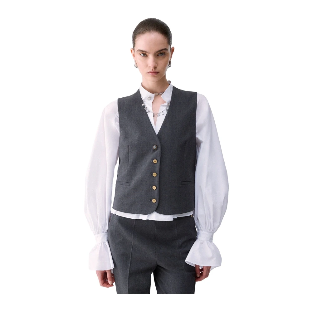 Liu Jo Donna Grigio - Gilet Scollo A V Slim - Jackets - S - Immagine 3