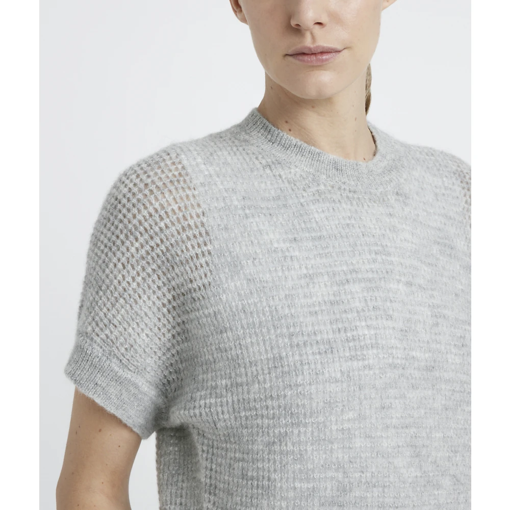 PESERICO Merino wol en alpaca kantpatroon trui Gray Dames