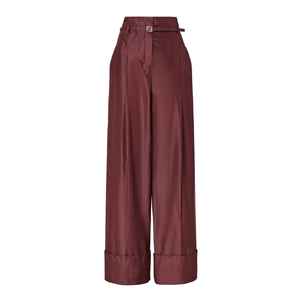 Fendi Women's Purple Wide Trousers - Wide Trousers - S - Trousers