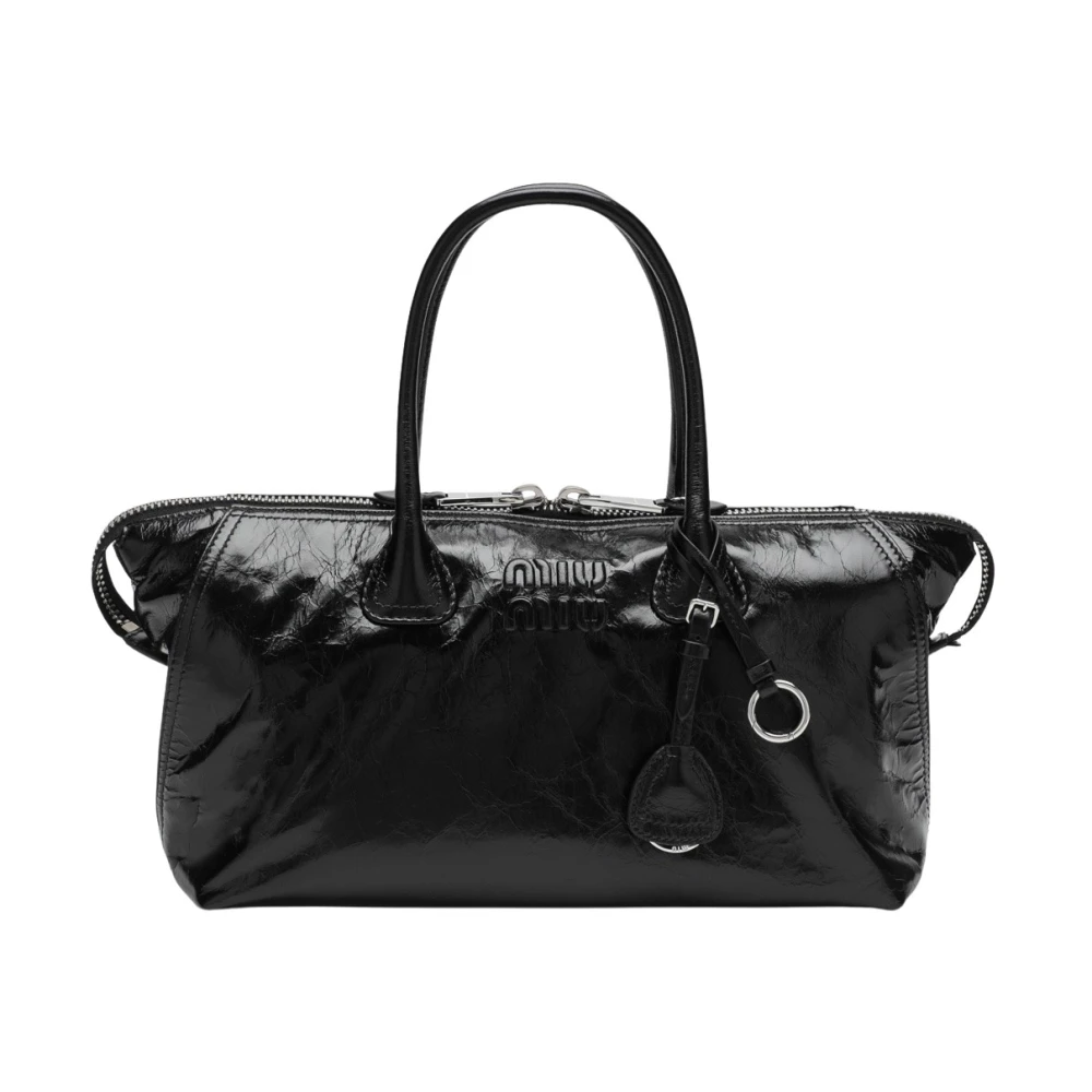 Miu Miu , Handbags, Female, Black, One Size, Glossy Leather Handbag