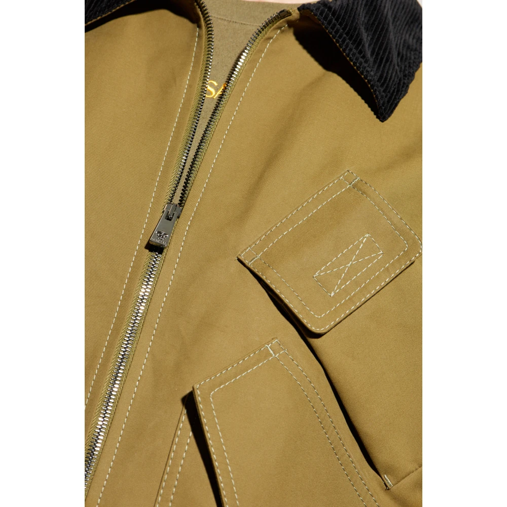 Versace Jas met corduroy kraag Green Heren
