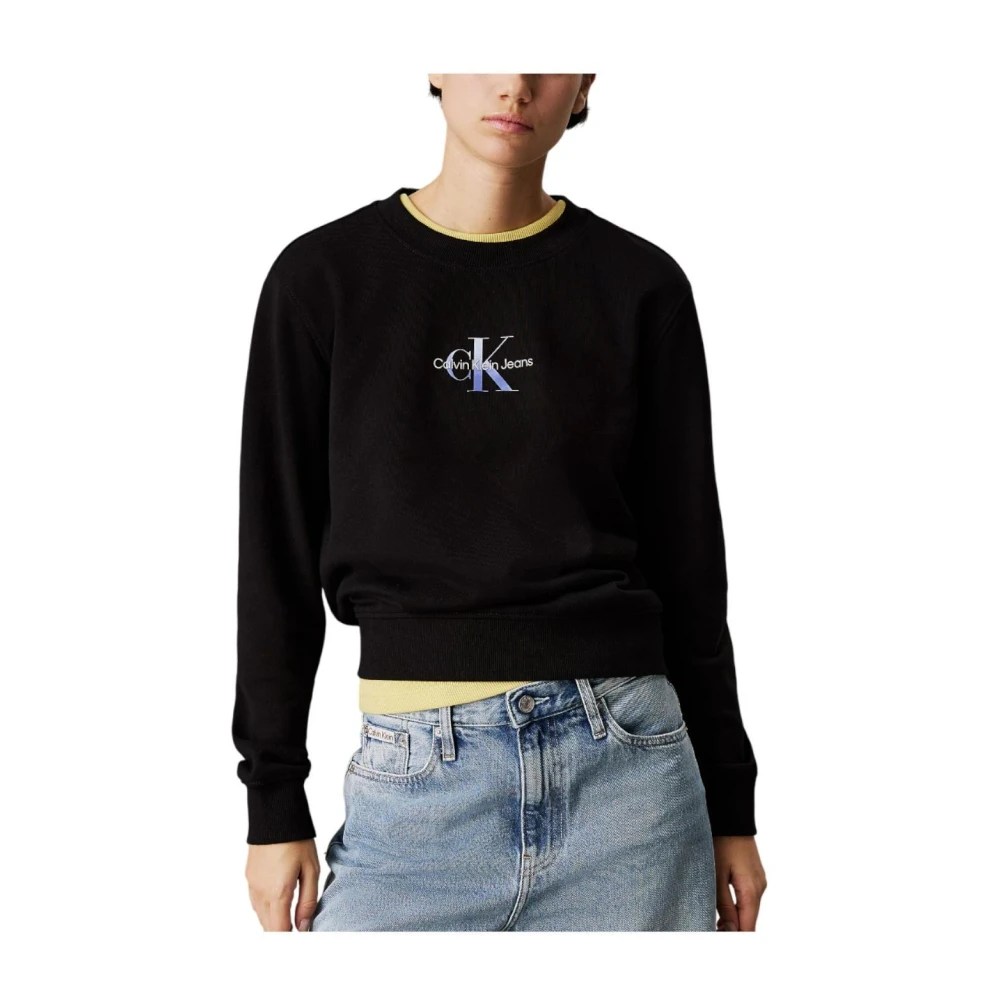 Calvin Klein Women's Black Gradient Monogram Crewneck Sweatshirt