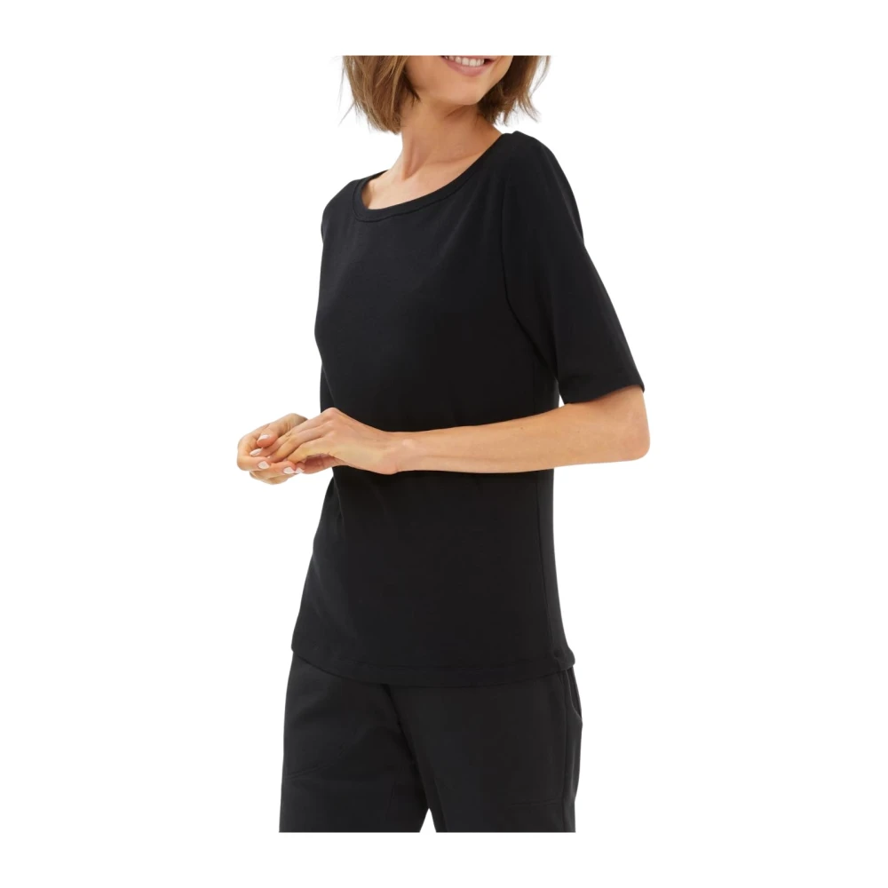 Juvia Zwart Katoen Modal Ronde Hals T-shirt Black Dames