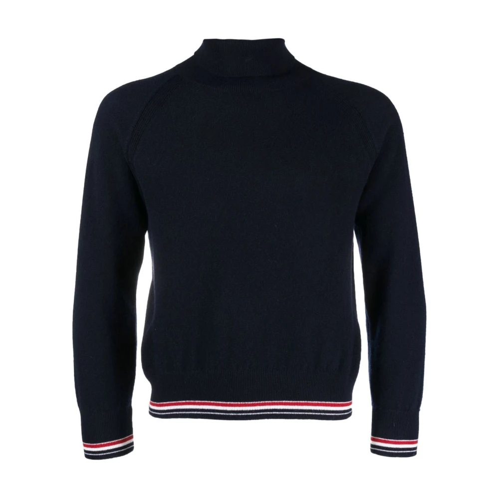 Thom Browne Blauwe Cashmere Turtle Neck Sweater Blue Heren