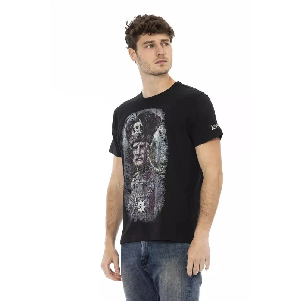 Trussardi Zwart Grafisch T-shirt met Artistiek Flair Black Heren