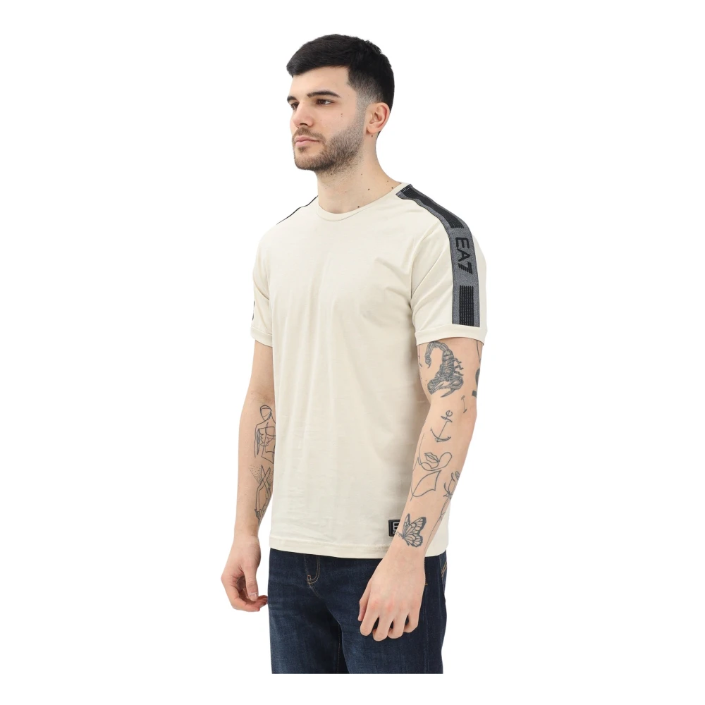 Emporio Armani EA7 Beige T-shirt met contrastdetails Beige Heren