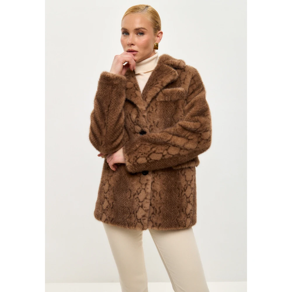 Cesare Gaspari Faux Fur & Shearling Jackets Brown Dames