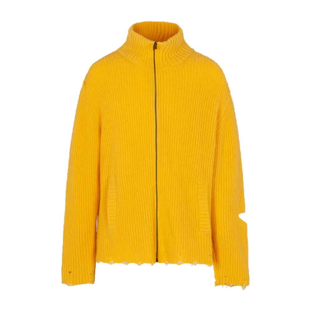 A Paper Kid Gele Gebreide Jas Yellow Heren