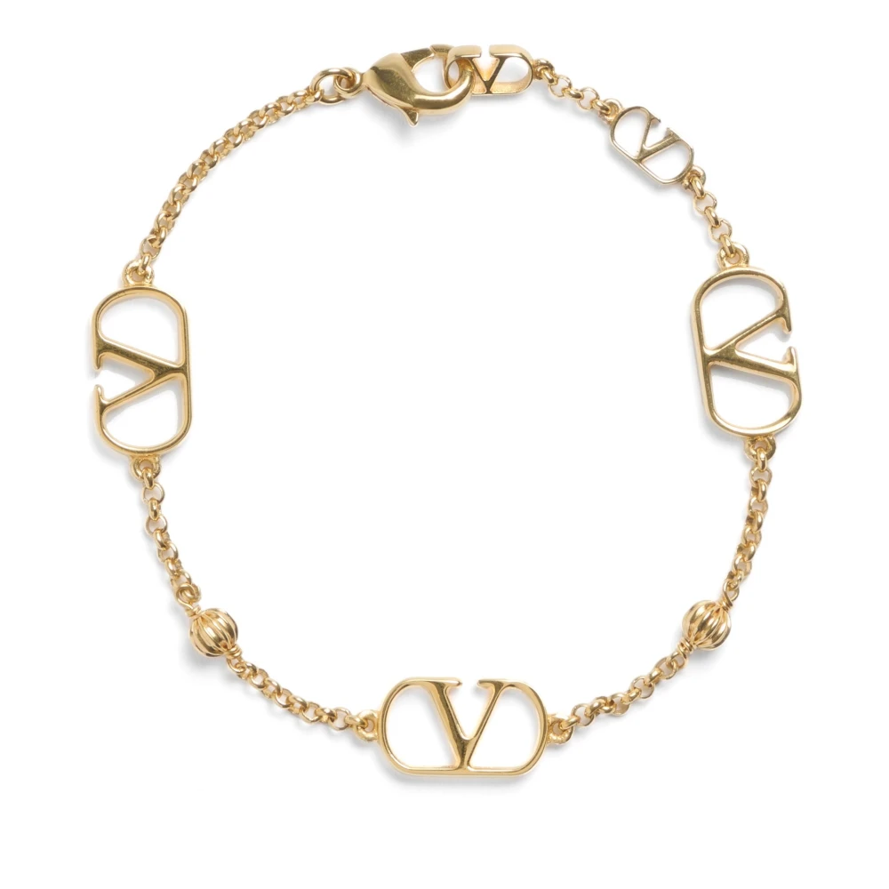 Valentino Garavani Gyllene Metallarmband med VLogo Signature Yellow, Dam