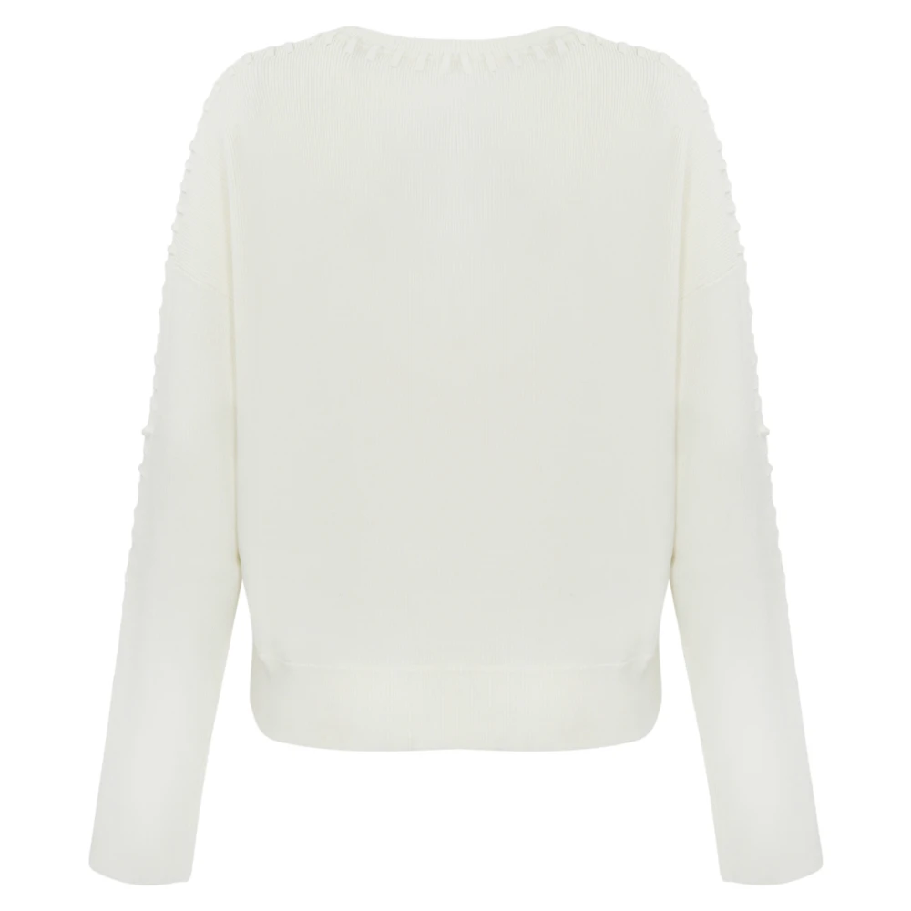 PATRIZIA PEPE Witte Trui met Ribgebreid Detail White Dames