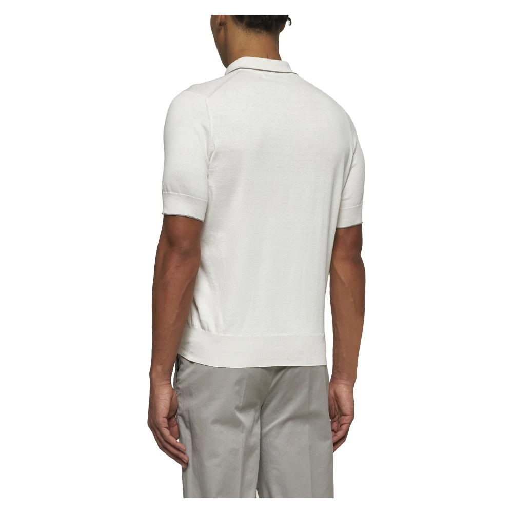 BRUNELLO CUCINELLI Beige Katoenen Poloshirt Regular Fit White Heren
