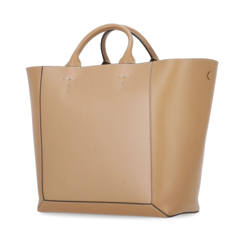 TOD'S Bruine Leren Winkelmand met Vier Handvatten Brown Dames