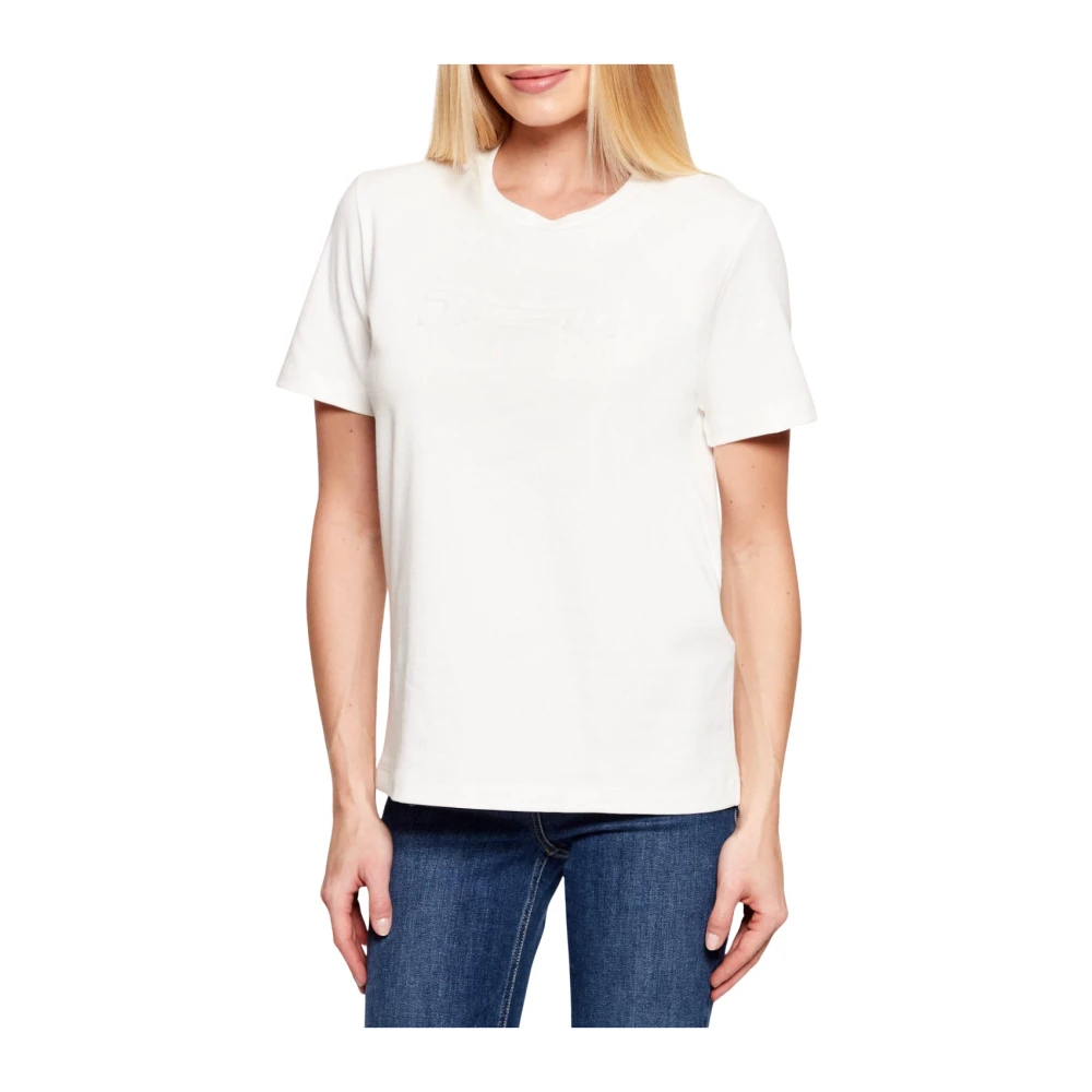 Elisabetta Franchi White T-Shirts, Female, Xs, Jersey T-Shirt With Embossed Logo