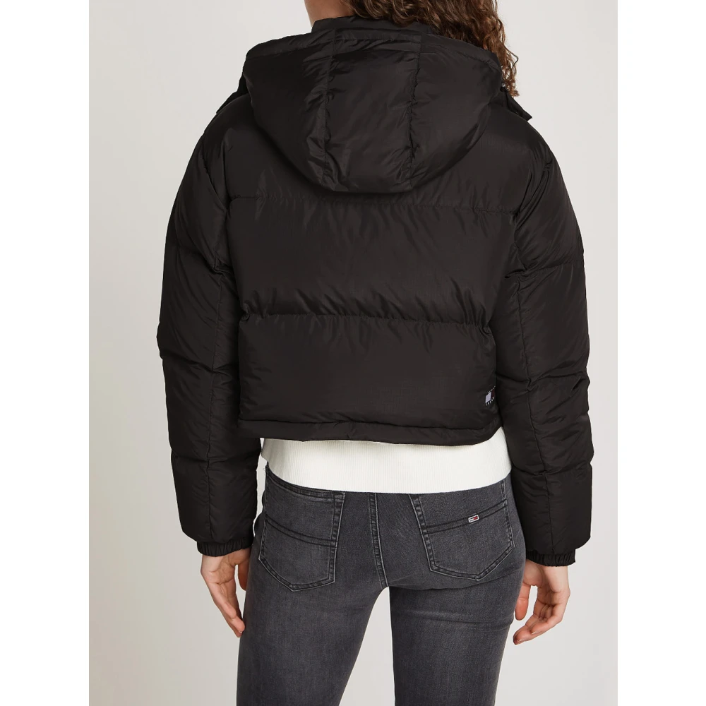 Tommy Jeans Zwarte Cropped Puffer Alaska Jas Black Dames