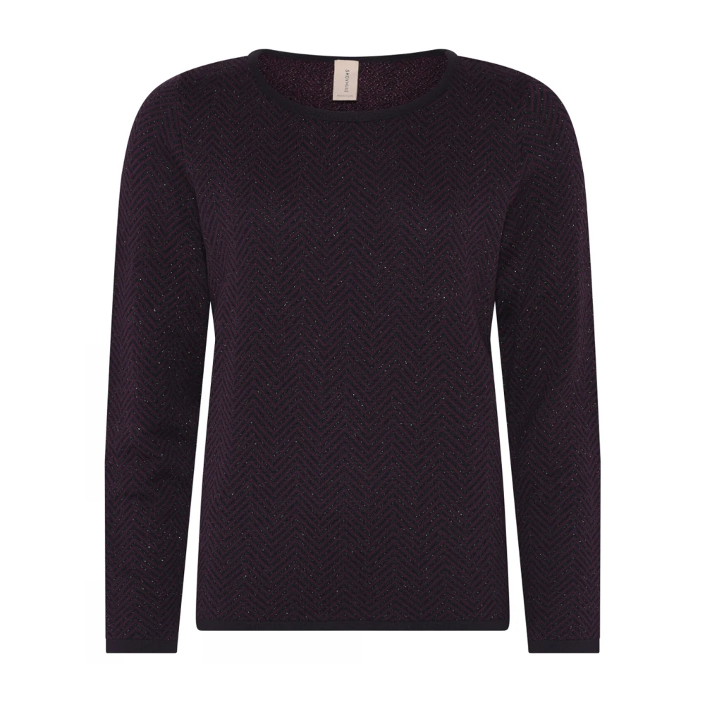 Skovhuus Zig Zag Mönstrad Pullover Blus Mörklila Purple, Dam