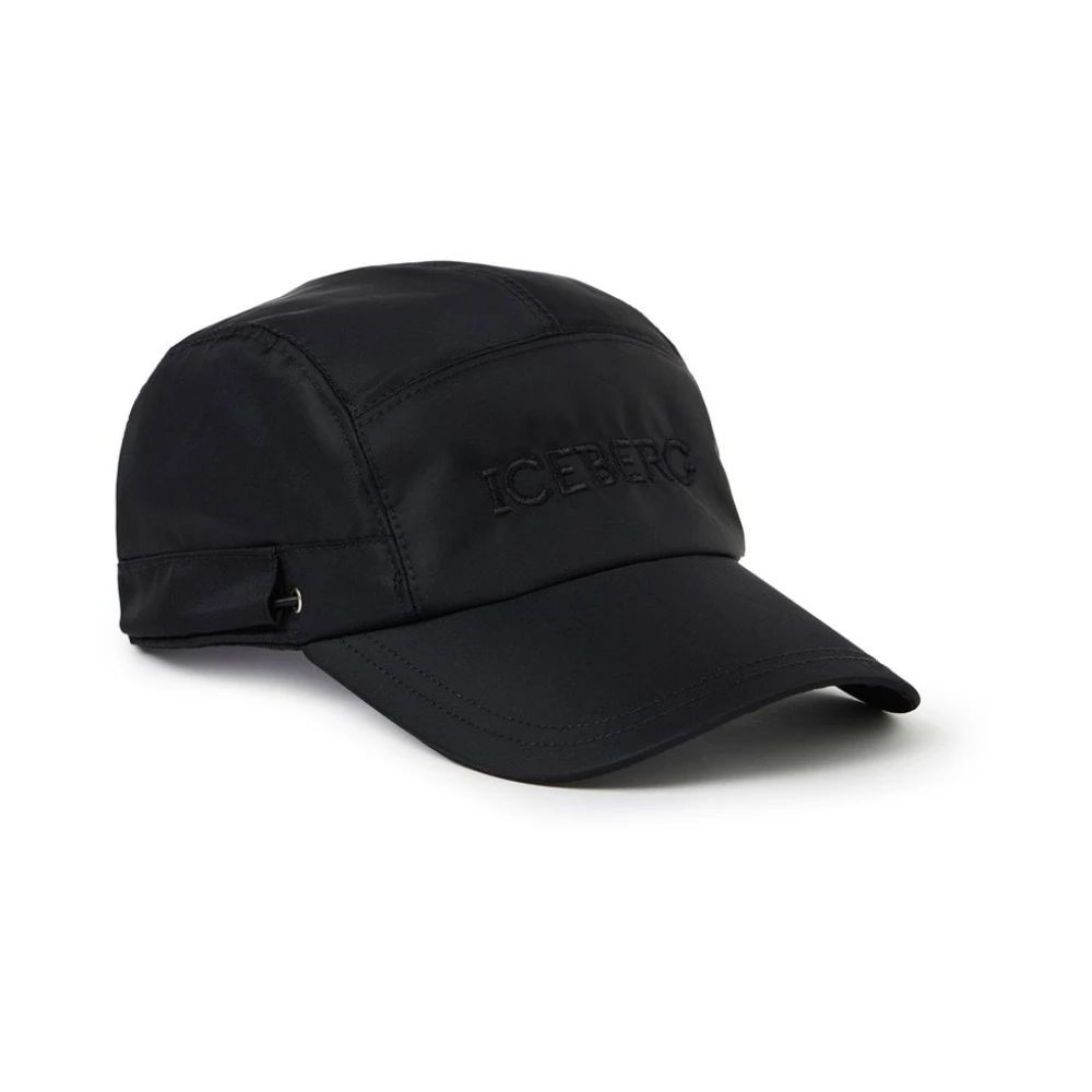 Iceberg Zwarte nylon baseballpet met trekkoord Black Heren