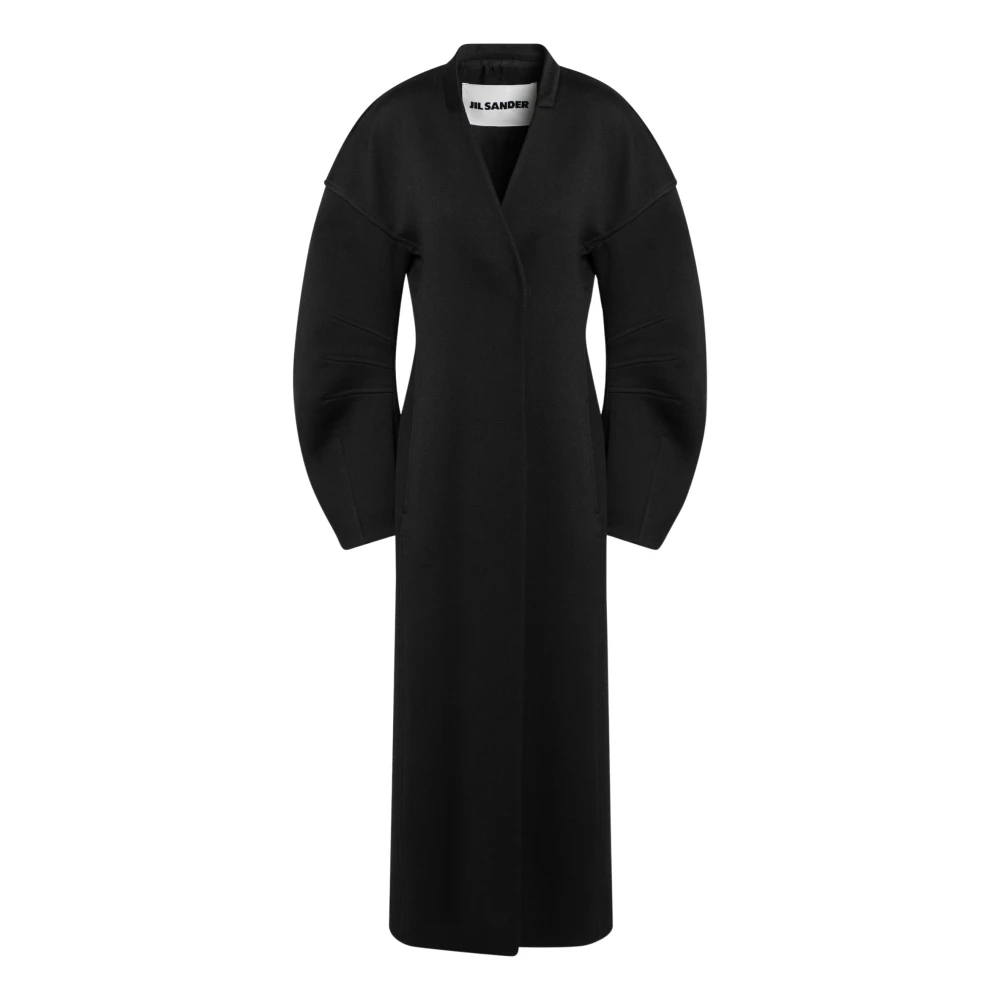 Jil Sander Dubbelknäppt Kappa Black, Dam