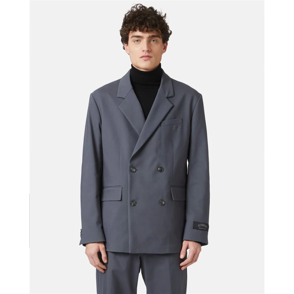 Iceberg Double-breasted jas van dubbel stretchstof Gray Heren