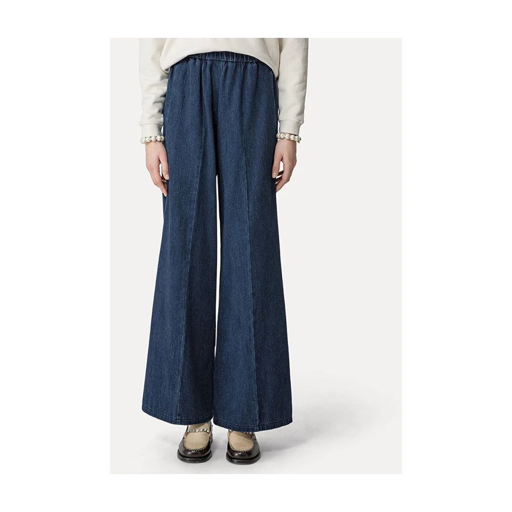 Forte Denim Elastische Broek Blue Dames