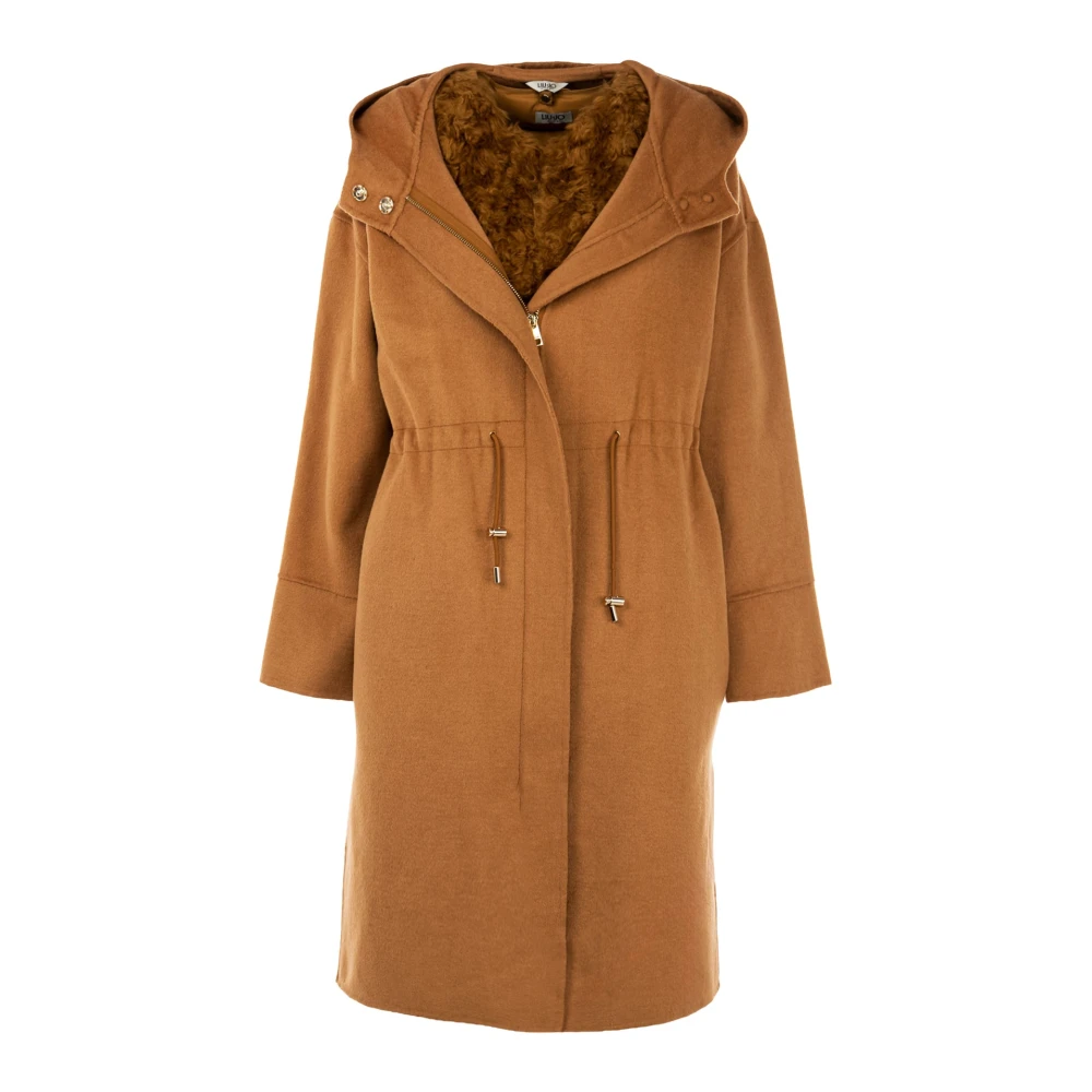Liu Jo Dames Wol Lange Jas met Capuchon Brown Dames