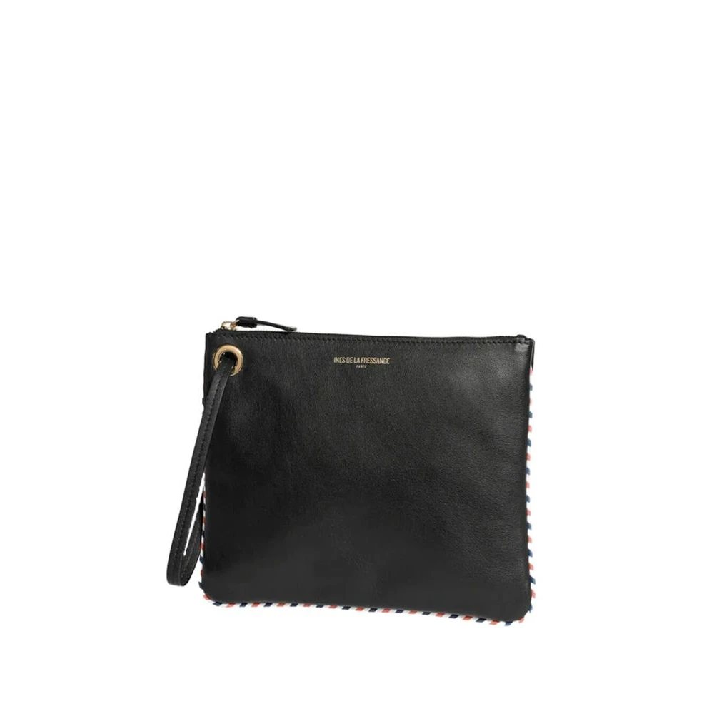 Ines De La Fressange Paris Marcia L zwart leren clutch tas Black Dames