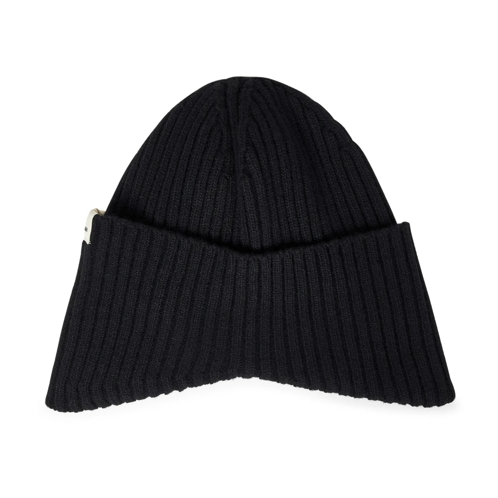 Emporio Armani Zwarte Gebreide Logo Hoeden Italië Black Heren
