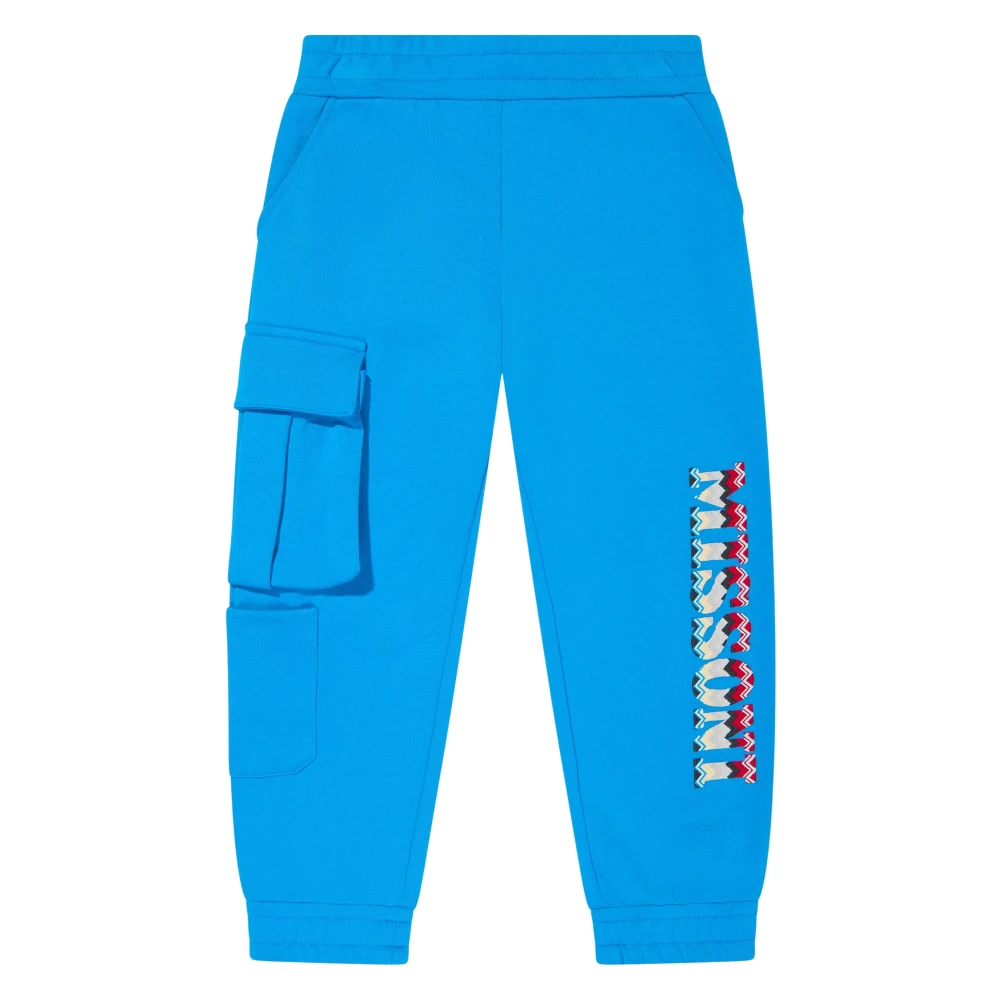 Missoni Boys Blue Sweatpants, 6 Y, Logo Joggers In