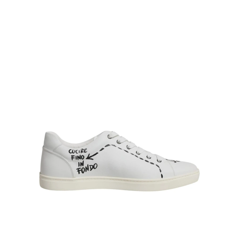 Dolce & Gabbana Men's White Sneakers,, Leather Low Top Trainers Size 10
