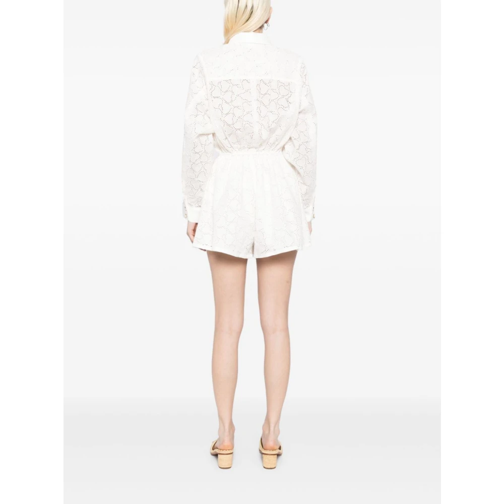 Zimmermann Wit Kant Hart Geborduurde Jumpsuit White Dames